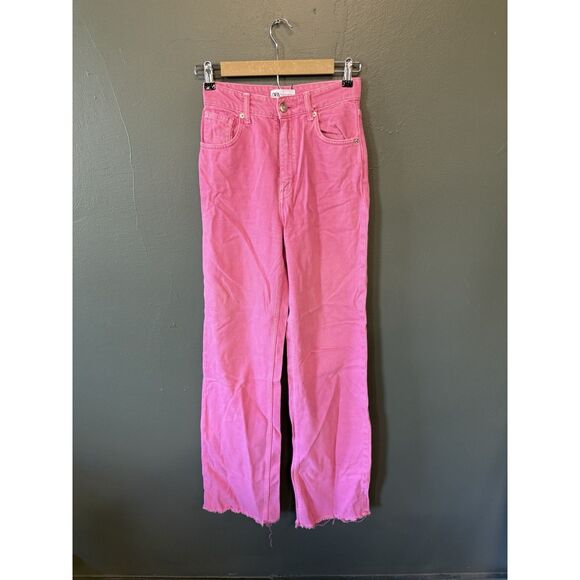 Zara Womens Pink Straight Leg Denim Jeans Size 2 - Picture 1 of 2